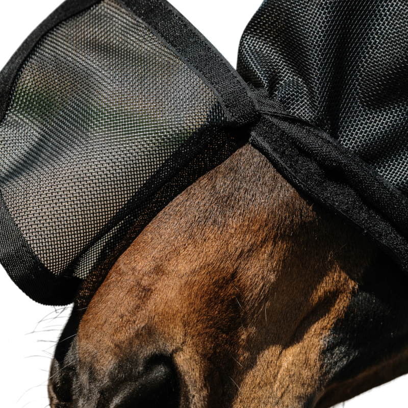 Equithème - Masque anti-mouches et UV Protech noir | - Ohlala