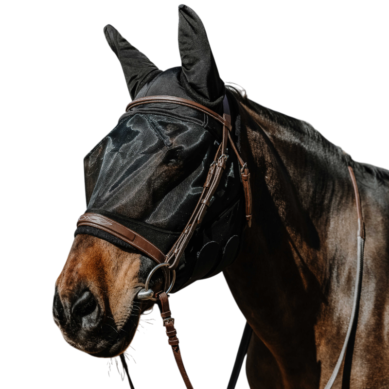 Equithème - Masque anti-mouches et UV Soft noir | - Ohlala