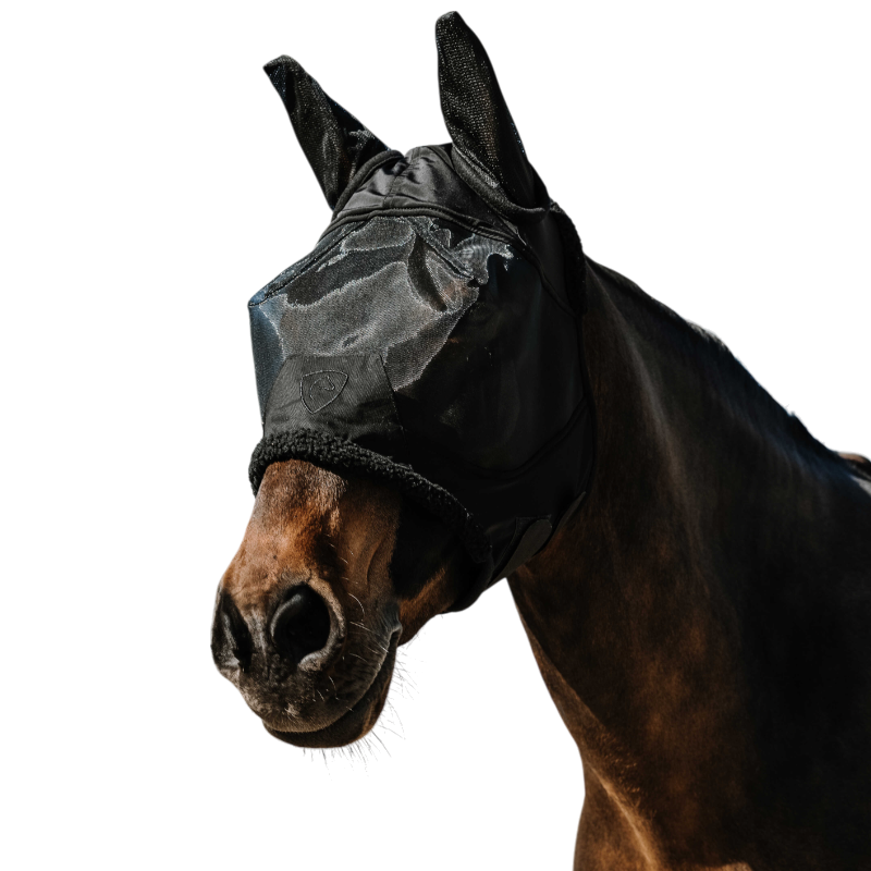 Equithème - Masque anti-mouches et UV Teddy noir | - Ohlala