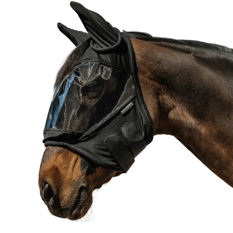 Equithème - Masque anti-mouches et anti-UV Doux noir | - Ohlala