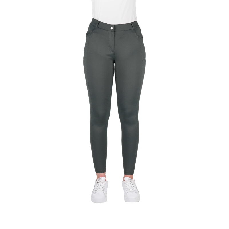 Equithème - Pantalon d'équitation femme Capucine gris/ vert | - Ohlala