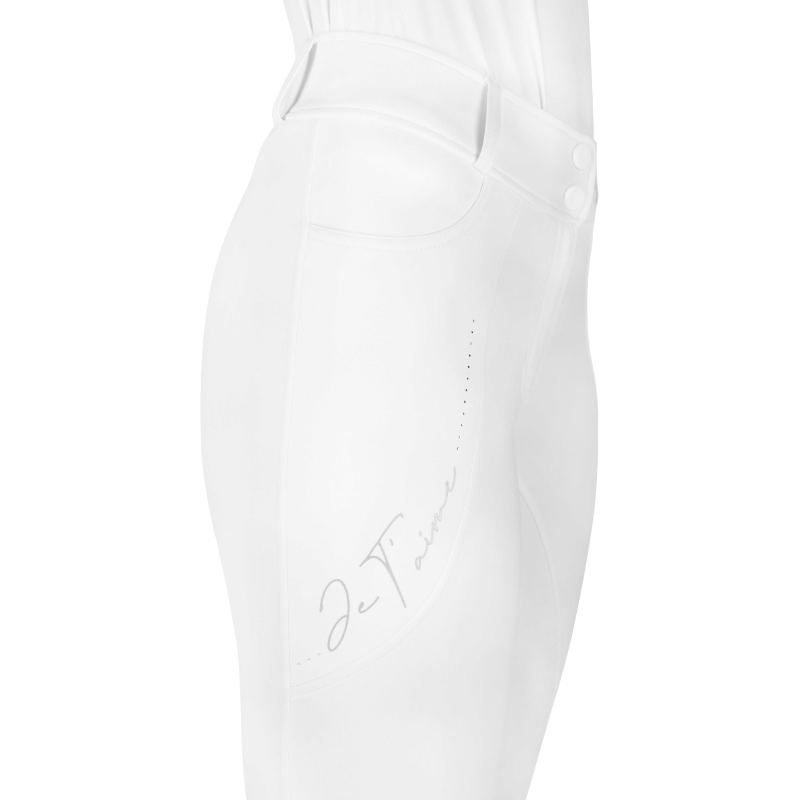 Equithème - Pantalon d'équitation femme Elsa Je t'aime blanc | - Ohlala