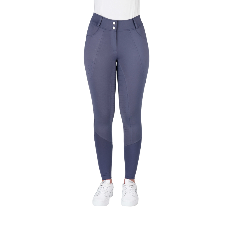Equithème - Pantalon d'équitation femme Elsa Je t'aime bleu/ gris | - Ohlala