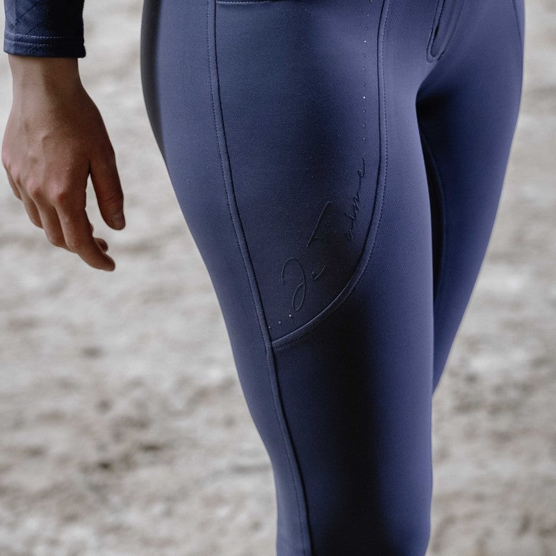 Equithème - Pantalon d'équitation femme Elsa Je t'aime bleu/ gris | - Ohlala
