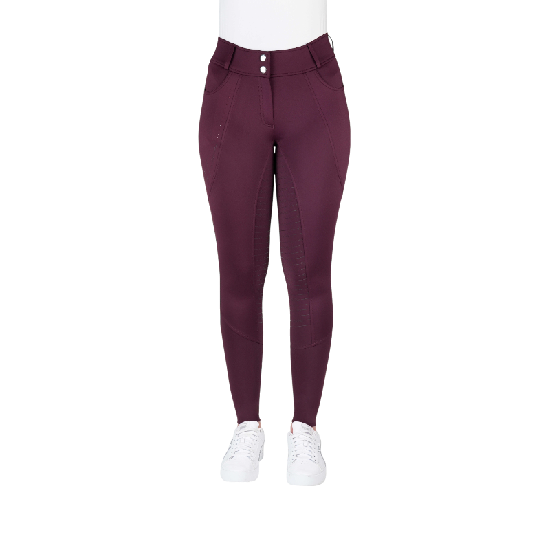 Equithème - Pantalon d'équitation femme Elsa Je t'aime prune | - Ohlala