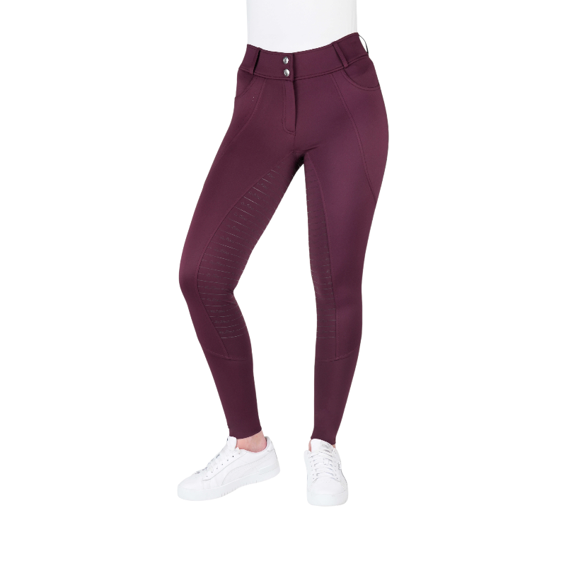 Equithème - Pantalon d'équitation femme Elsa Je t'aime prune | - Ohlala