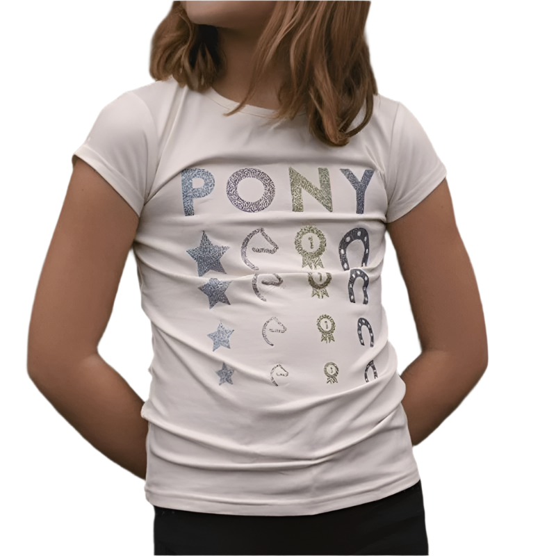 Equithème - T-shirt manches courtes enfant Lise écru | - Ohlala