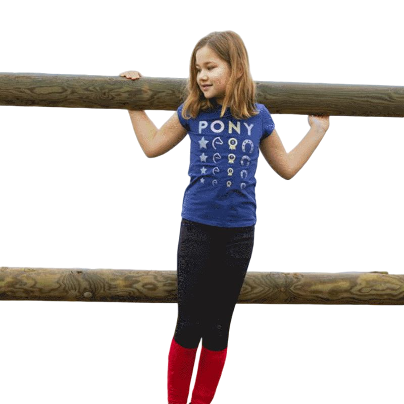 Equithème - T-shirt manches courtes enfant Lise marine | - Ohlala