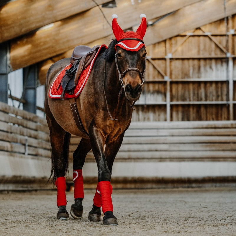 Equithème - Tapis de selle Xmas rouge | - Ohlala