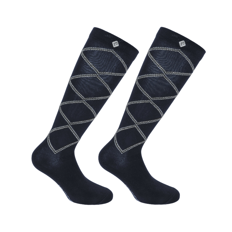 Equithème - Chaussettes d'équitation Sandra marine | - Ohlala