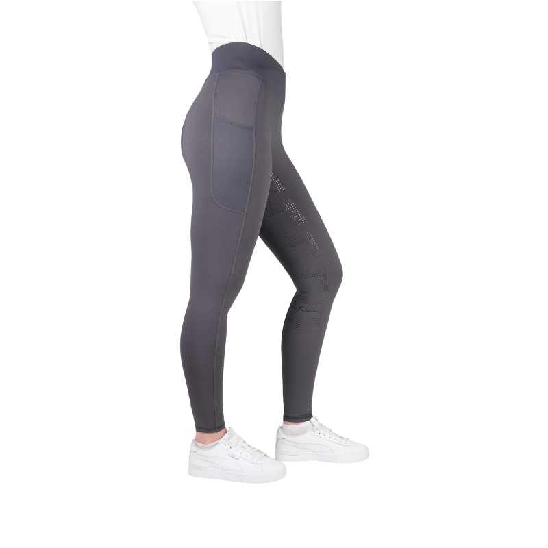 Equithème - Legging d'équitation femme Flora Je t'aime gris foncé | - Ohlala