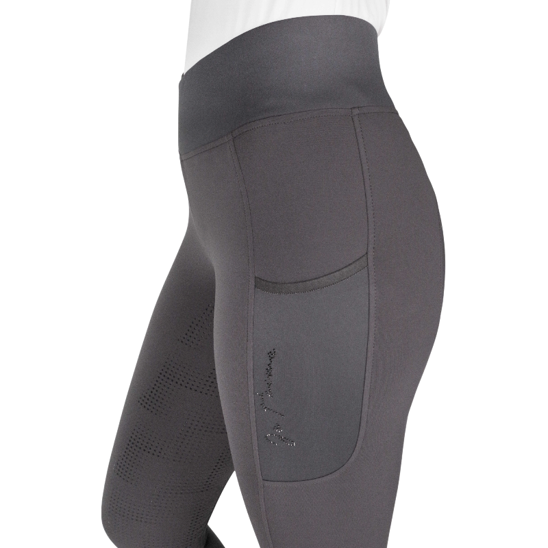 Equithème - Legging d'équitation femme Flora Je t'aime gris foncé | - Ohlala