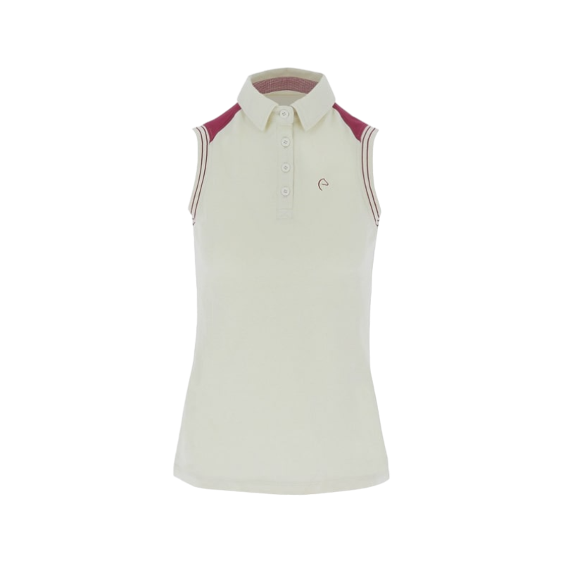 Equithème - Polo sans manches piqué Ecru | - Ohlala