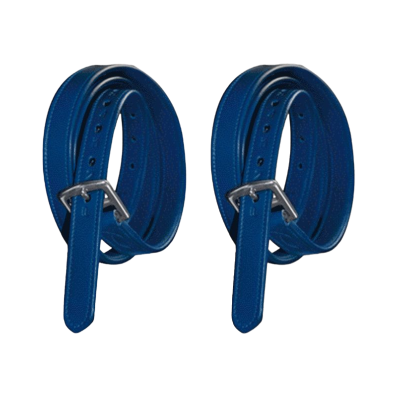 Flags & Cup - Etrivières nylon gainé et cuir marine | - Ohlala