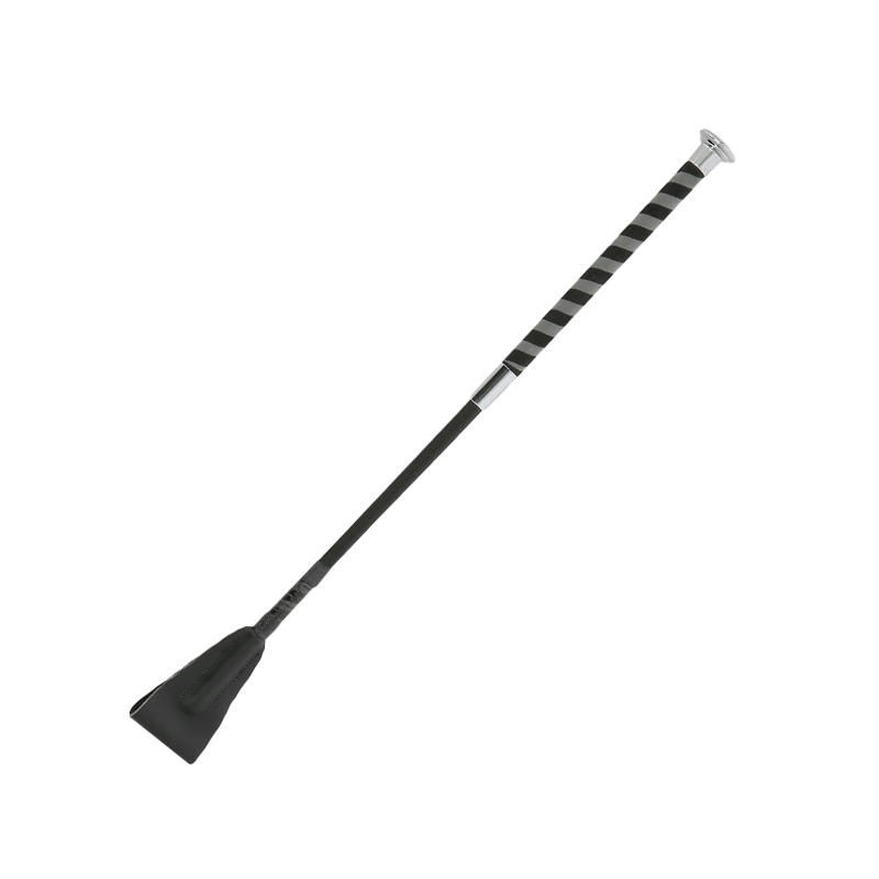 Fleck - Cravache courte poignée nubuck noir/gris | - Ohlala