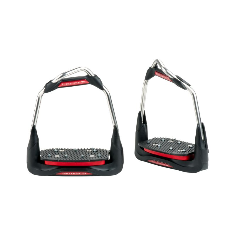 Freejump - Étriers Air's Noir / Plancher incliné / Oeil orienté / Rouge / Rouge | - Ohlala