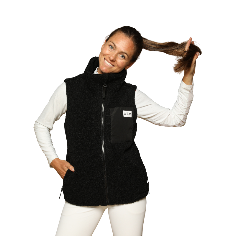 GEM - Veste sans manches mouton On femme noir | - Ohlala