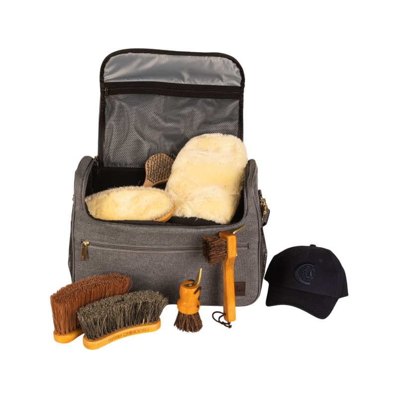 Grooming Deluxe - Set Grooming bag gray grooming + brushes