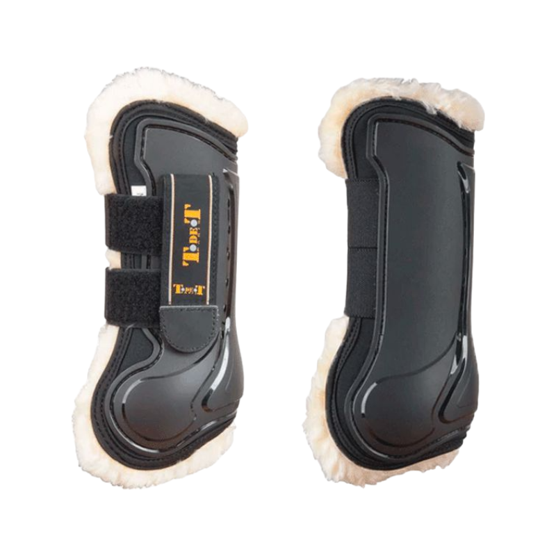 TdeT - Guêtres ouvertes Design avec doublure mouton noir x2 | - Ohlala