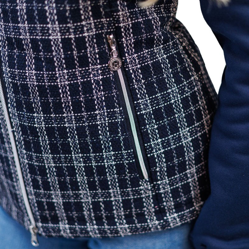 Harcour - Doudoune sans manches femme Best of tweed marine/ blanc | - Ohlala