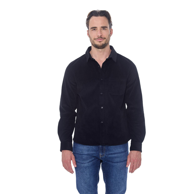Harcour - Chemise manches longues en velours homme Shavi noir | - Ohlala