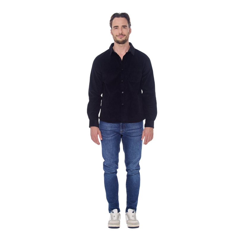 Harcour - Chemise manches longues en velours homme Shavi noir | - Ohlala