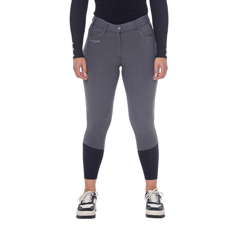Harcour - Pantalon d'équitation polaire femme Jaipur gris anthracite | - Ohlala