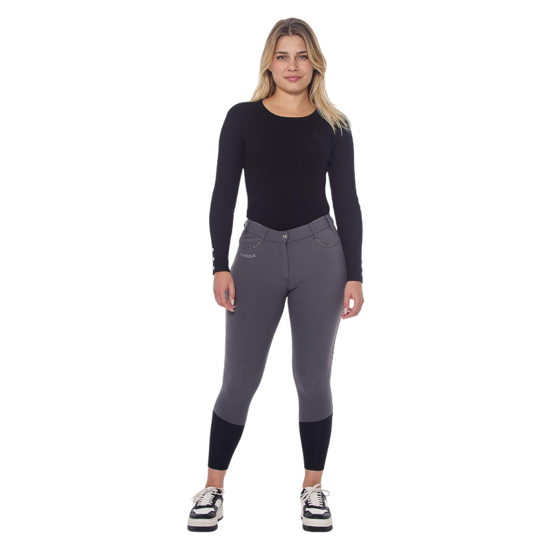 Harcour - Pantalon d'équitation polaire femme Jaipur gris anthracite | - Ohlala