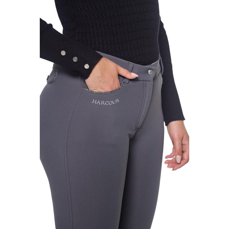 Harcour - Pantalon d'équitation polaire femme Jaipur gris anthracite | - Ohlala