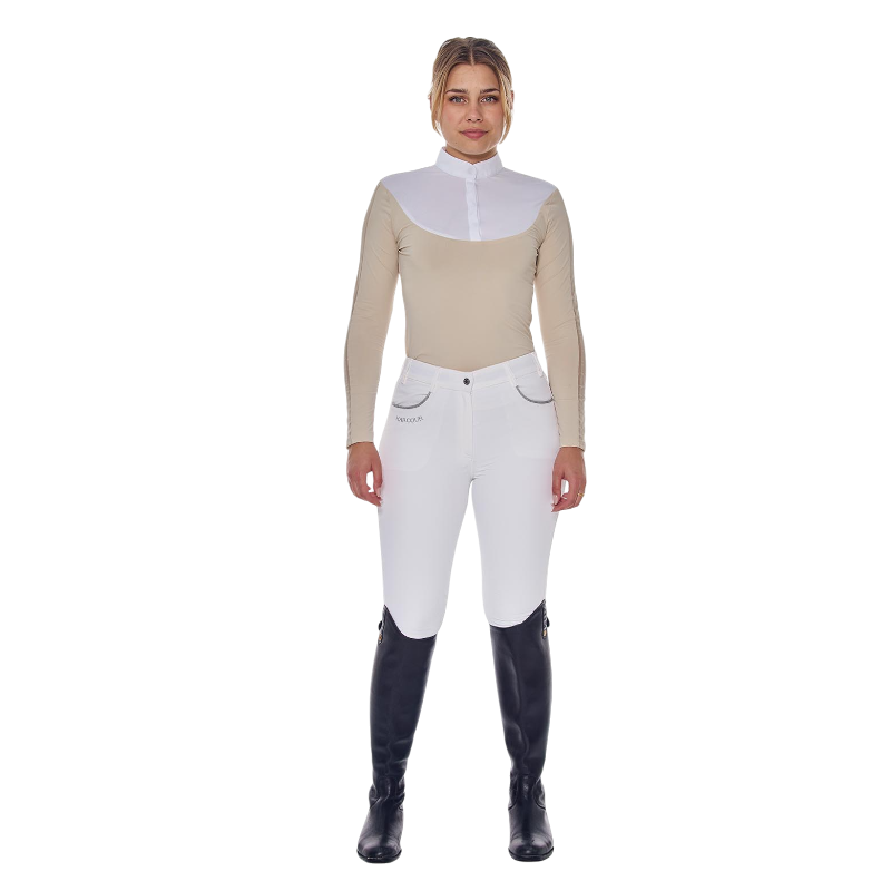 Harcour - Polo de concours manches longues femme Pannie ivoire | - Ohlala