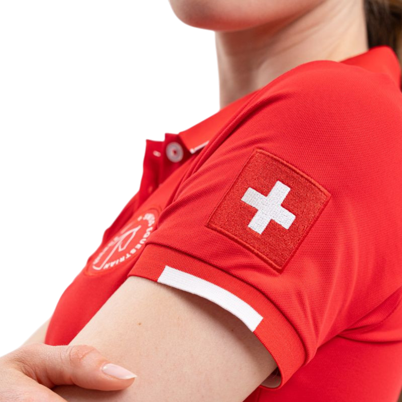 Harcour - Polo manches courtes femme Swiss Equestrian Friends Douve rouge | - Ohlala