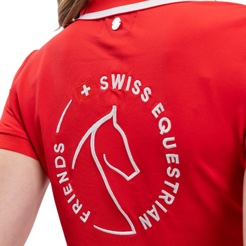 Harcour - Polo manches courtes femme Swiss Equestrian Friends Douve rouge | - Ohlala