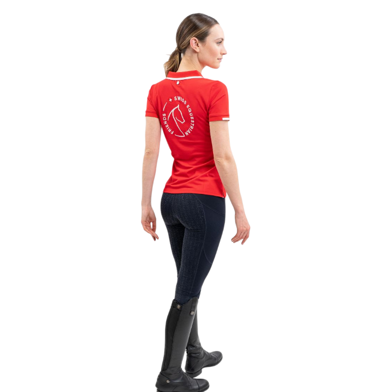 Harcour - Polo manches courtes femme Swiss Equestrian Friends Douve rouge | - Ohlala