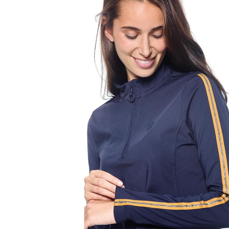 Harcour - Polo manches longues chaud femme Pistach marine | - Ohlala