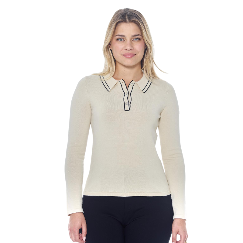 Harcour - Polo manches longues femme Popi ivoire | - Ohlala