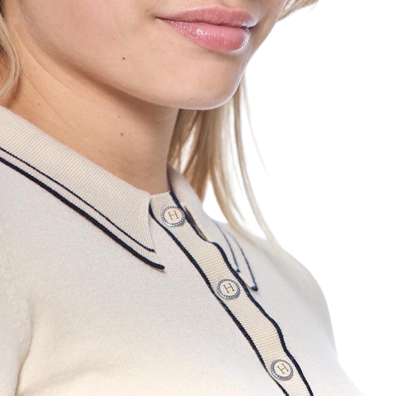 Harcour - Polo manches longues femme Popi ivoire | - Ohlala