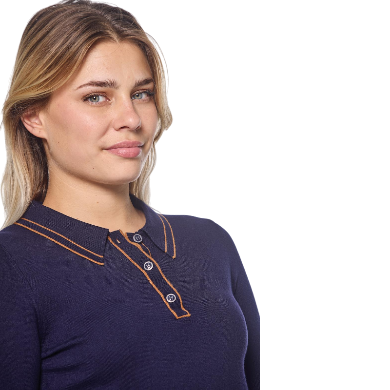 Harcour - Polo manches longues femme Popi marine | - Ohlala