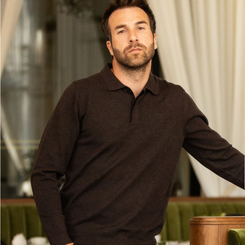 Harcour - Polo manches longues homme Ange cacao | - Ohlala