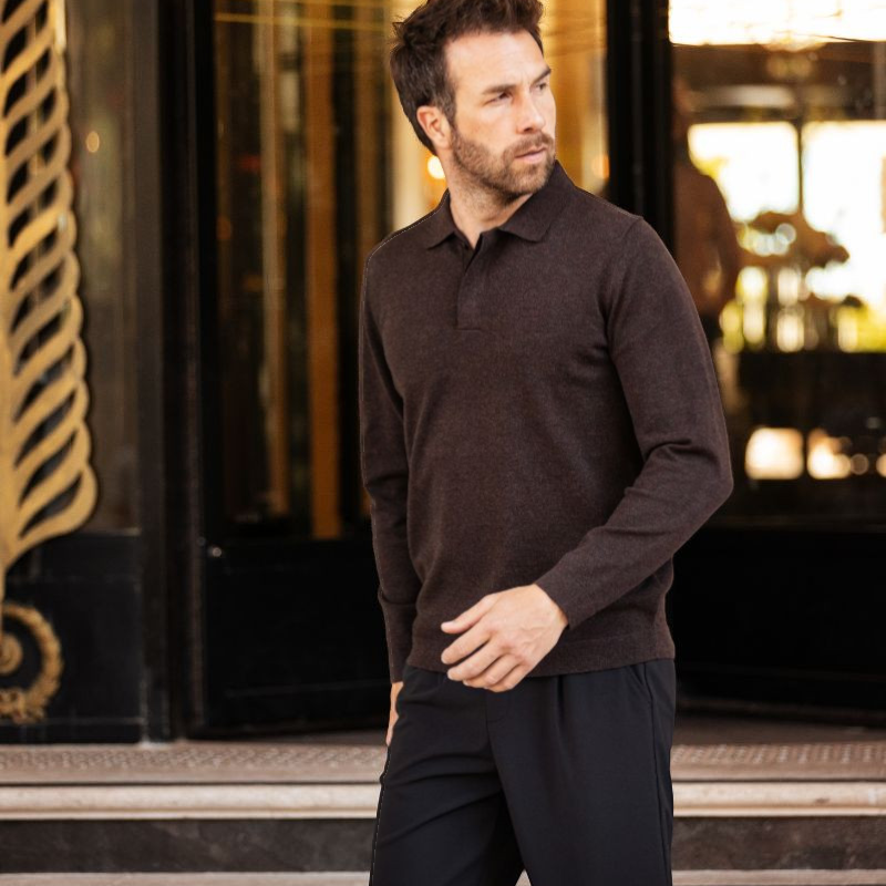 Harcour - Polo manches longues homme Ange cacao | - Ohlala