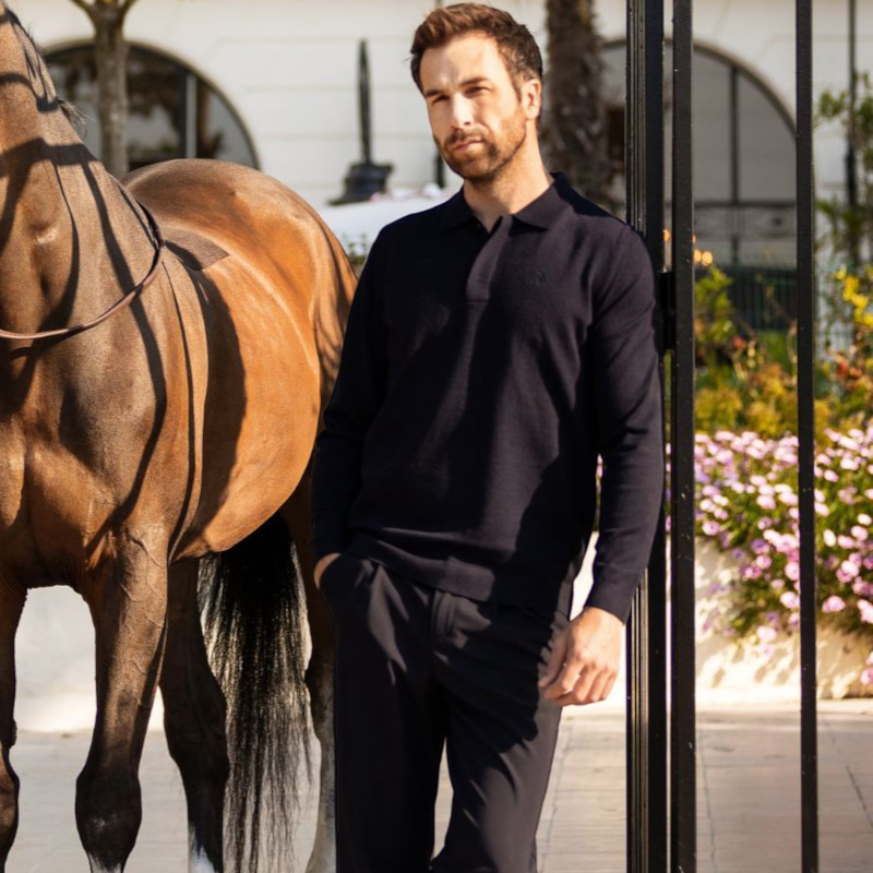 Harcour - Polo manches longues homme Ange marine | - Ohlala