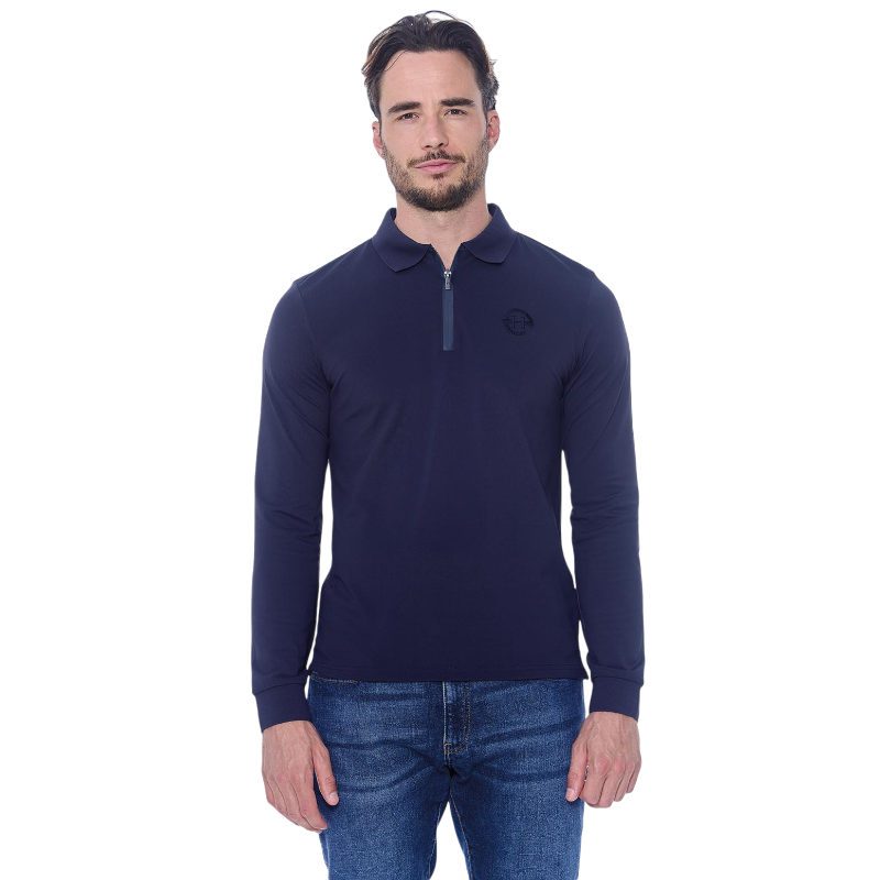 Harcour - Polo manches longues homme Pico marine | - Ohlala