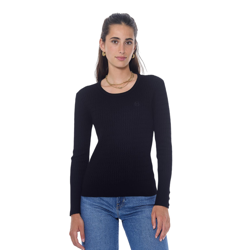 Harcour - Pull manches longues femme Pompadou noir | - Ohlala
