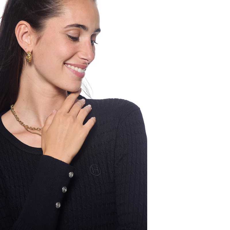 Harcour - Pull manches longues femme Pompadou noir | - Ohlala