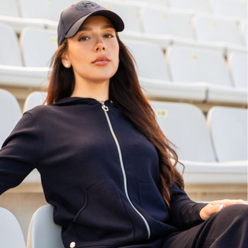 Harcour - Sweat manches longues zippé femme Amelie marine | - Ohlala