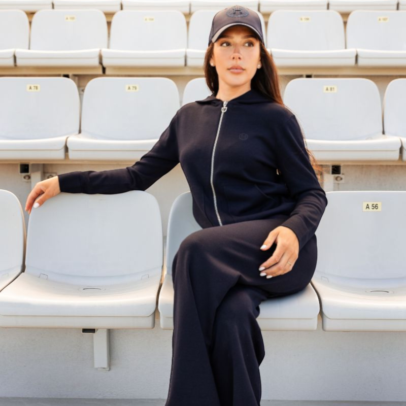 Harcour - Sweat manches longues zippé femme Amelie marine | - Ohlala