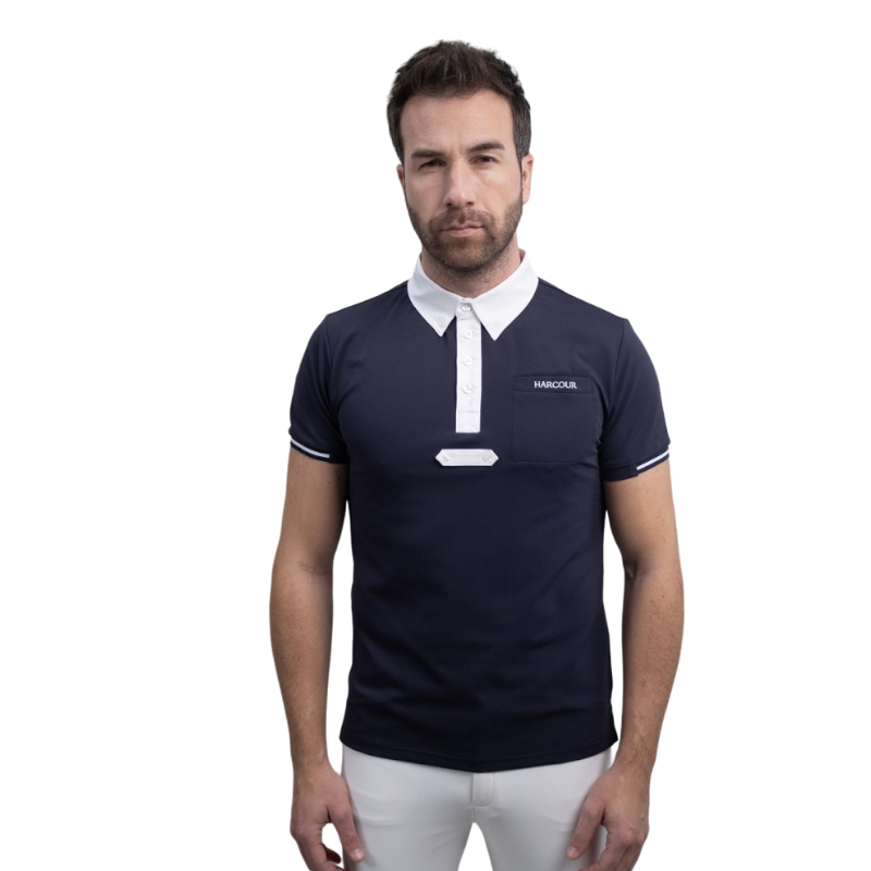 Harcour - Polo manches courtes homme Crystallo marine | - Ohlala