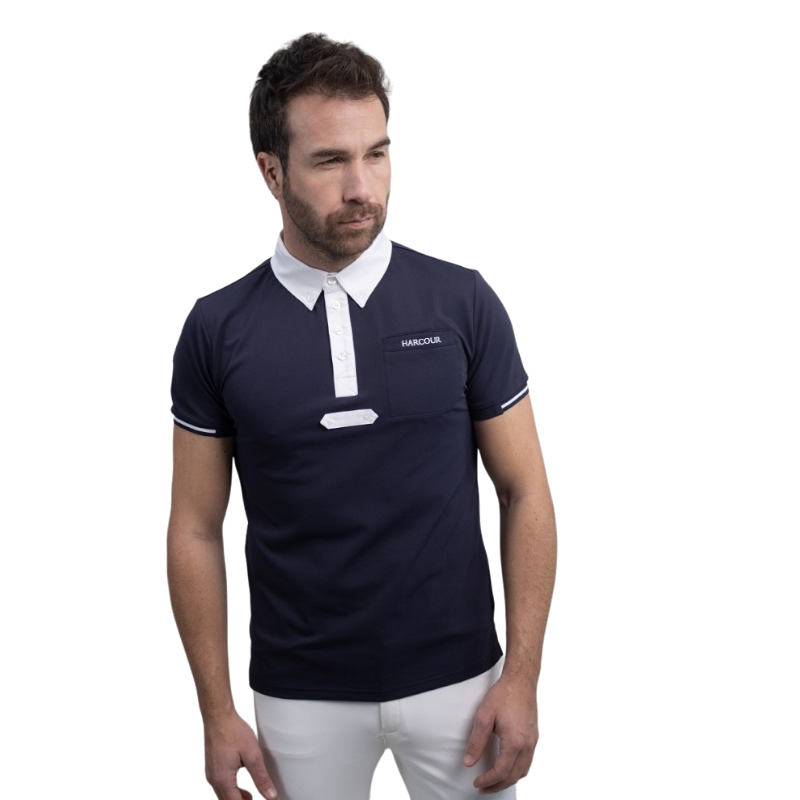Harcour - Polo manches courtes homme Crystallo marine | - Ohlala