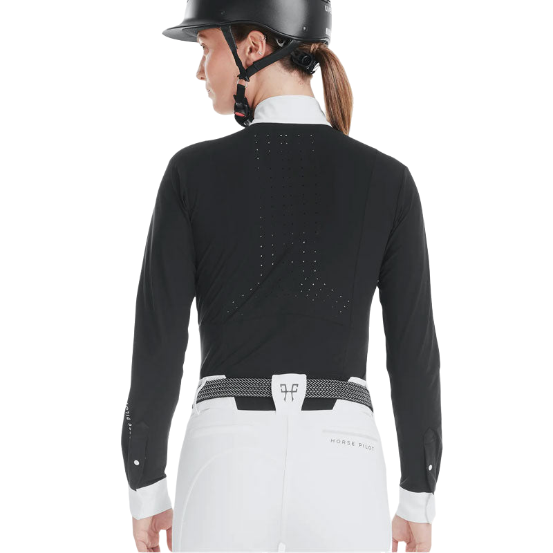 Horse Pilot - Chemise manches longues femme Monica noir | - Ohlala