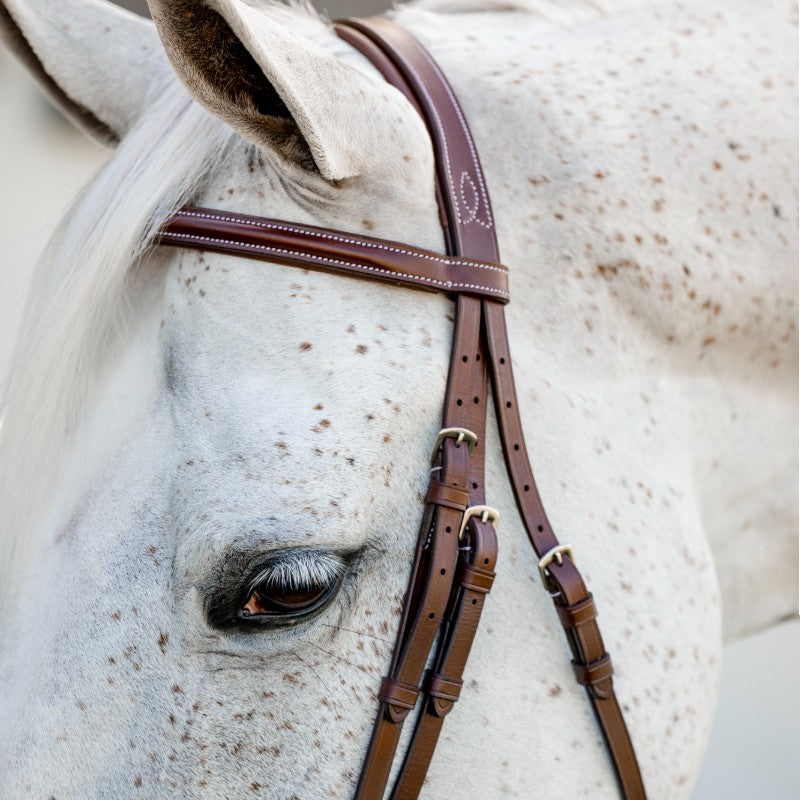 Horseware - Bridon Cavesson Hunter Pony avec rênes dark tan | - Ohlala