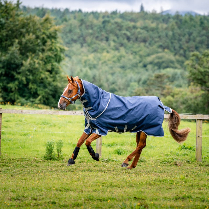 Horseware - Couverture d'extérieur Amigo Bravo 12 Plus Turnout marine/ titanium grey/ argent 400g | - Ohlala